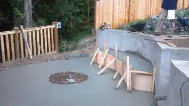 Radius Retaining Wall, Patio & Fire Pit in Bothell, WA by Down Right Concrete