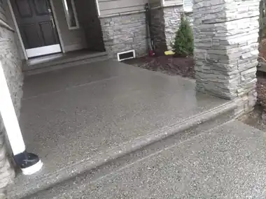 Exposed Aggregate Entry with Stone Pillars by Down Right Concrete, Puget Sound area
